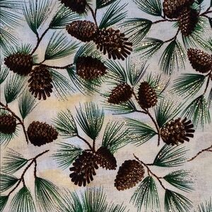 Pine Cone and Pine Needle Patterned Fabric